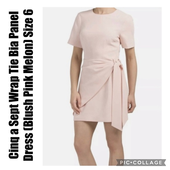 cinq a sept Blush Pink Tie Panel Dress 6 - Picture 1 of 16